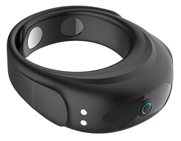 Черное эрекционное виброкольцо на ремешках