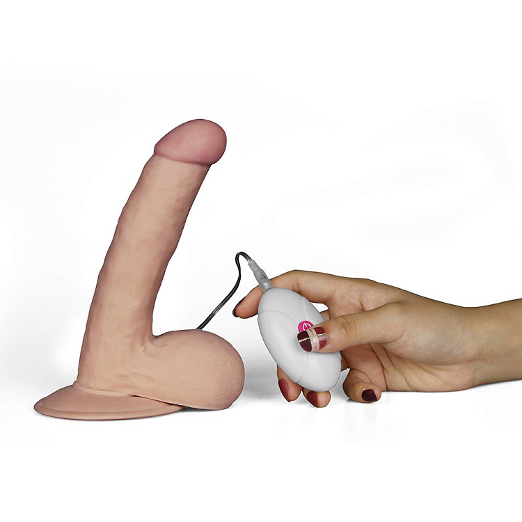 Вибратор-реалистик с выносным пультом The Ultra Soft Dude - 18 см.