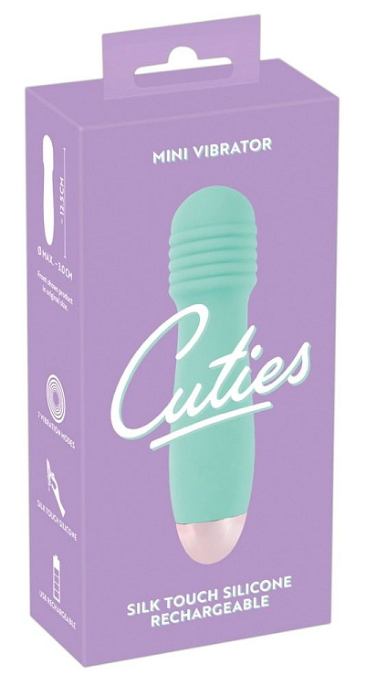 Мятный мини-вибратор Cuties Mini - 12,5 см.