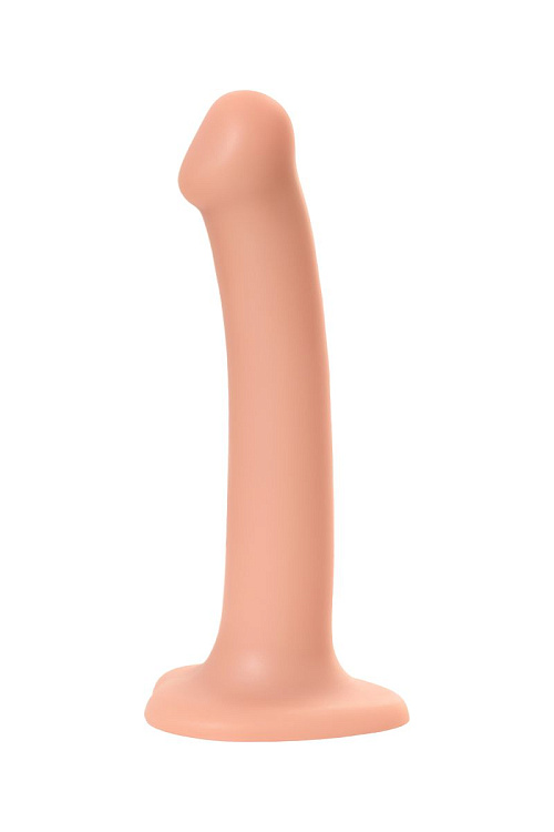 Телесный фаллос на присоске Silicone Bendable Dildo M - 18 см.