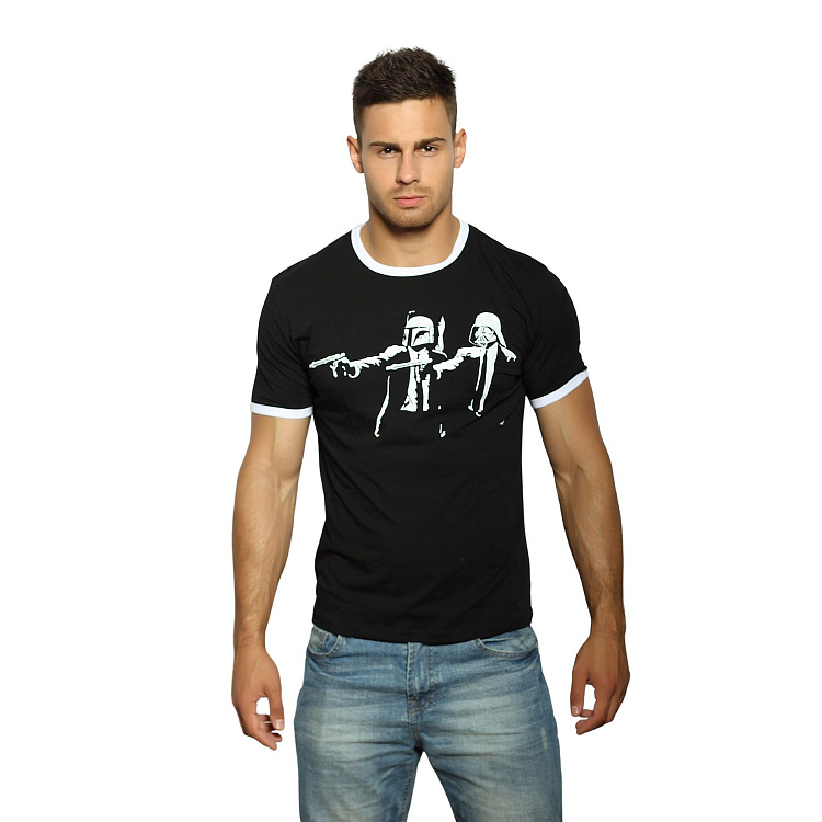 Мужская футболка с принтом и контрастной отделкой