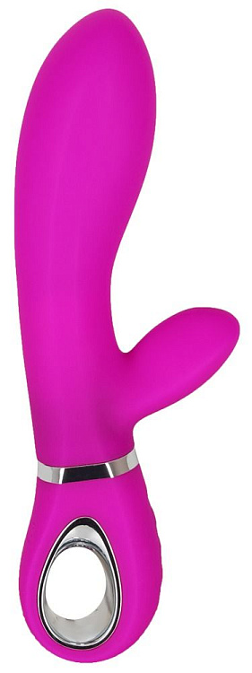 Лиловый вибратор с клиторальным отростком Super Soft Silicone Rabbit Vibrator - 20,2 см.