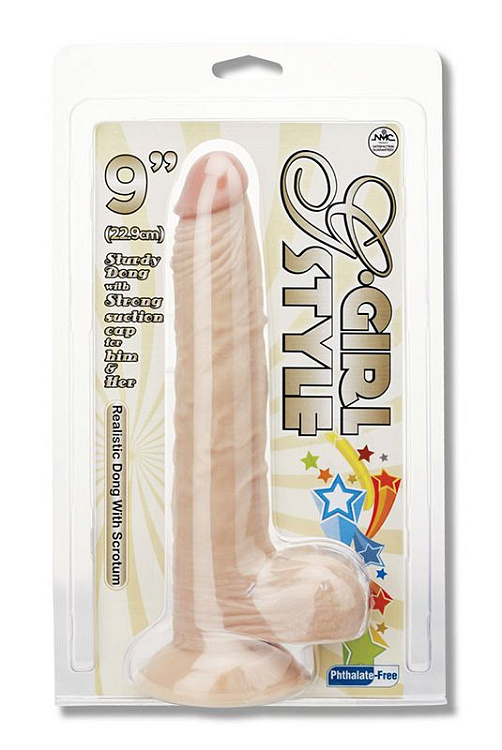 Телесный фаллоимитатор G-GIRL STYLE 9INCH DONG WITH SUCTION CAP - 22,8 см.