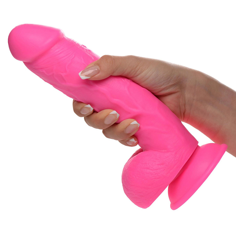 Розовый фаллоимитатор на присоске 8.25  Dildo with Balls - 22,8 см.