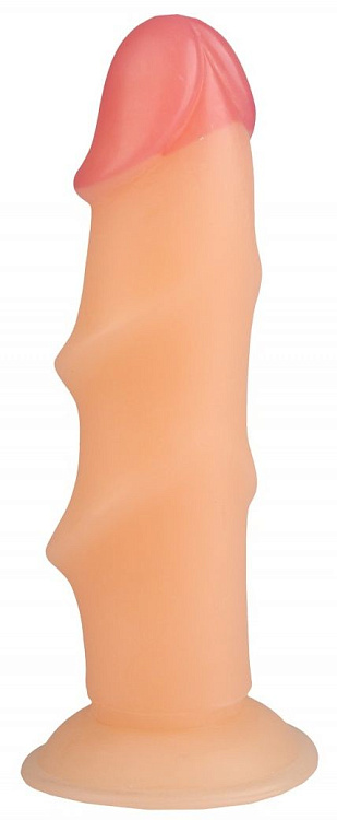 Телесный реалистичный рельефный фаллоимитатор - 21,5 см.