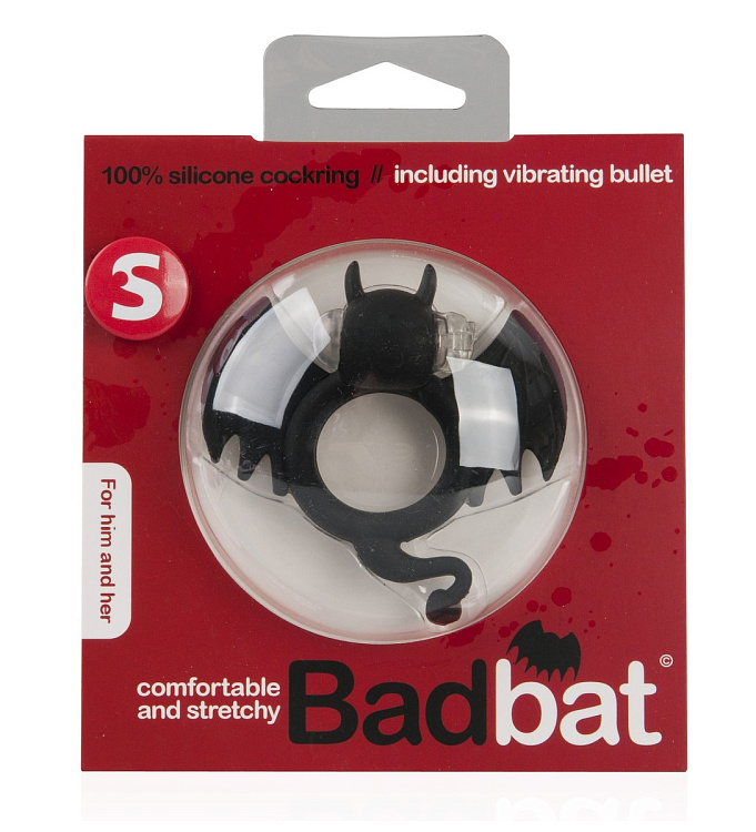 Чёрная вибронасадка на пенис Bad Bat