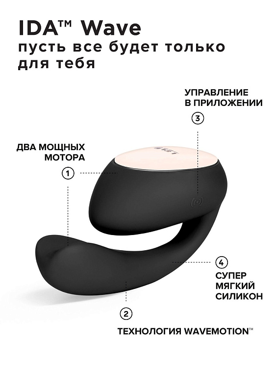 Черный вибратор с управлением через приложение Lelo Ida Wave
