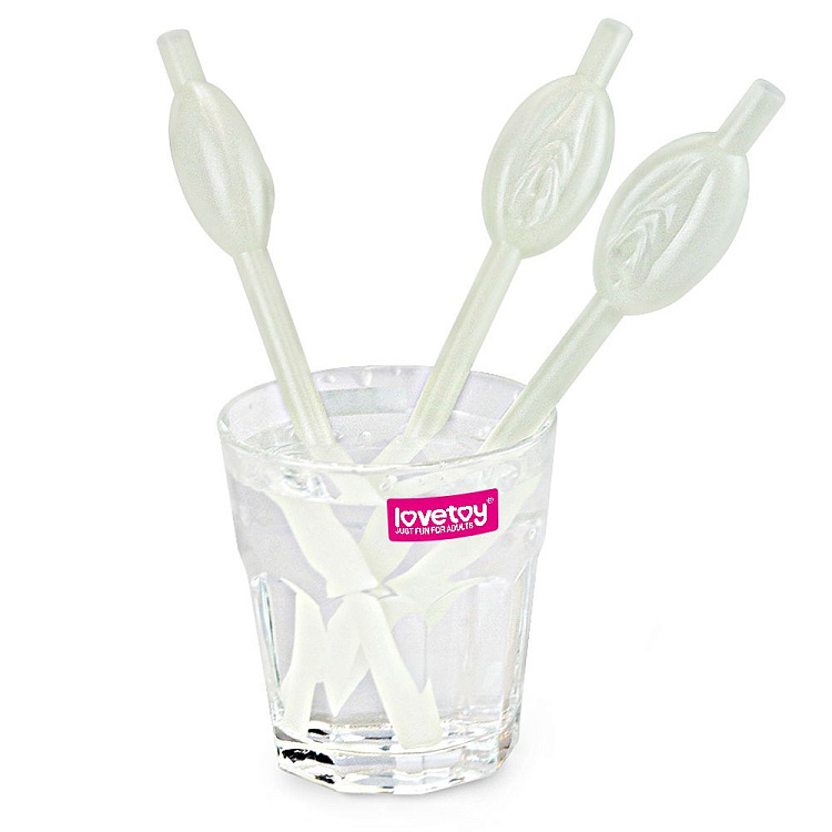 Светящиеся в темноте трубочки для напитков в виде вагины Pussy Straws - 9 шт.