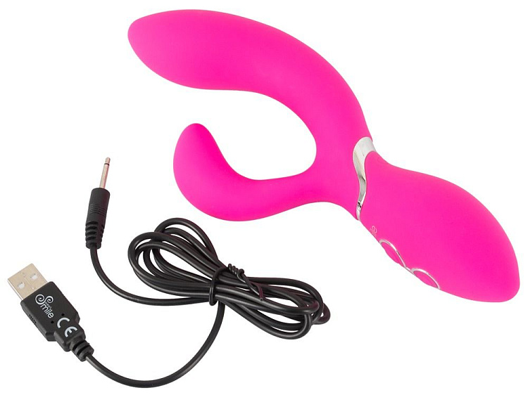 Ярко-розовый вибратор-кролик Bendable Rabbit Vibrator - 19,8 см.