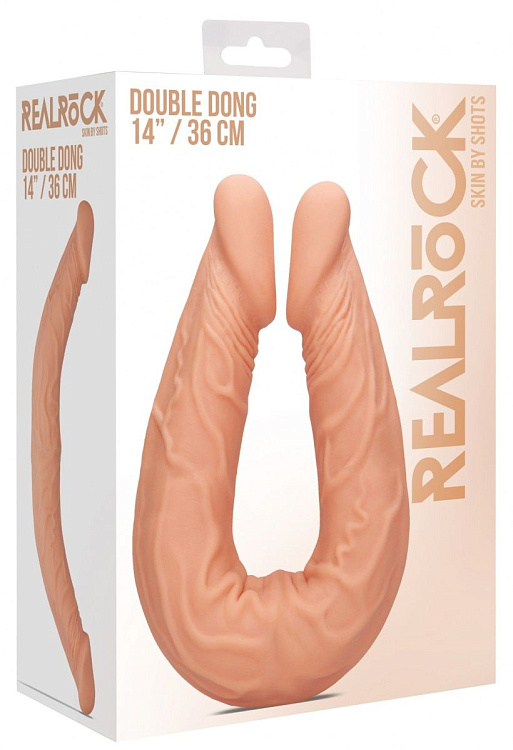 Телесный двусторонний фаллоимитатор Double Dong - 36 см.
