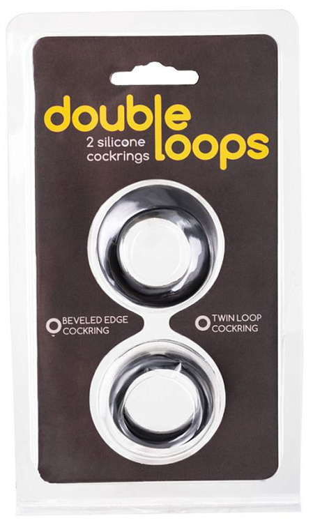 Набор из 2 черных эрекционных колец Double Loops