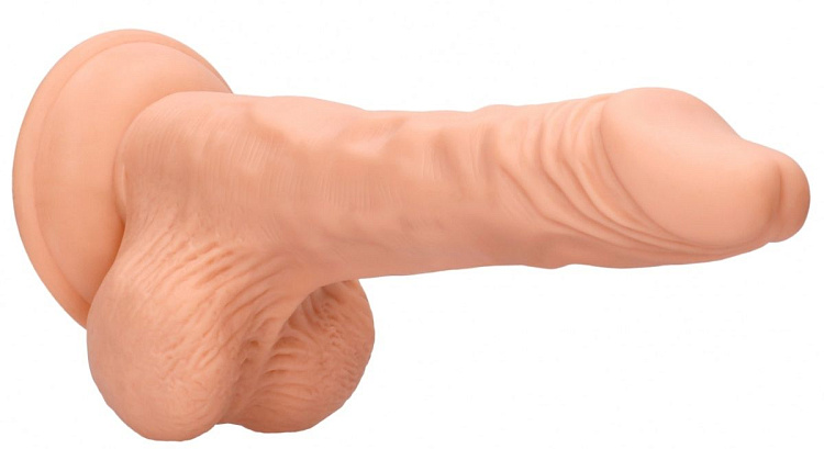 Телесный фаллоимитатор Realistic Dildo With Balls - 20 см.