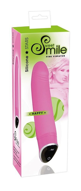 Розовый вибратор Smile Happy - 22 см.
