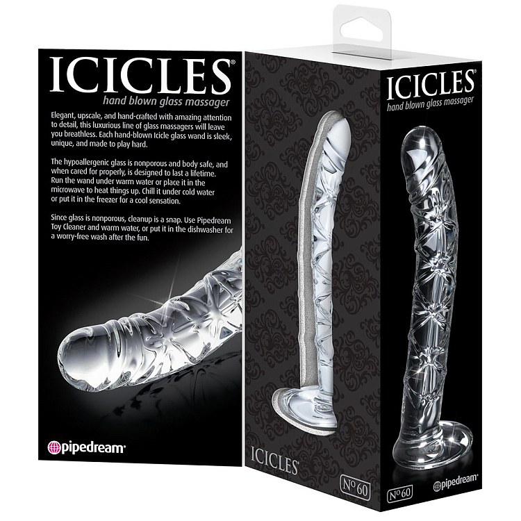 Прозрачный стеклянный стимулятор Icicles № 60 - 15 см.