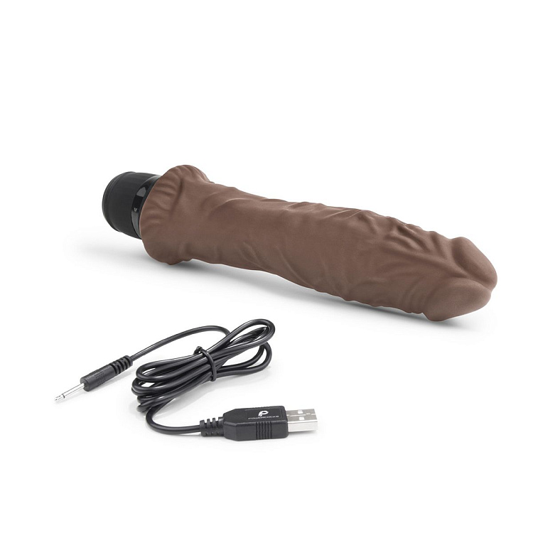 Коричневый вибратор-реалистик 8  Girthy Realistic Vibrator - 24,5 см.