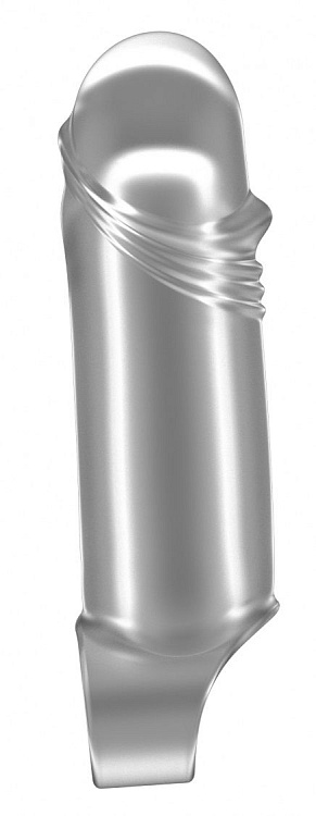 Прозрачная увеличивающая насадка с кольцом N35 Stretchy Thick Penis - 15,2 см.