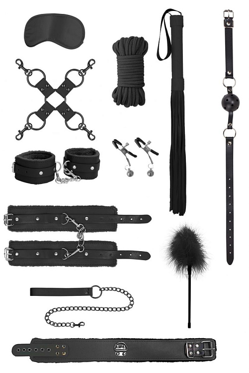 Черный игровой набор БДСМ Intermediate Bondage Kit