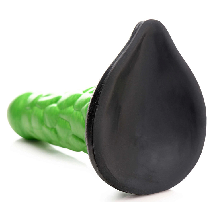 Зеленый фантазийный фаллоимитатор Reptile Thick Scaly Silicone Dildo - 19,1 см.