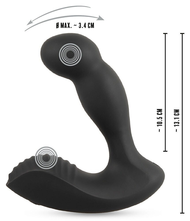 Черный вибростимулятор простаты RC Prostate Massager - 13,1 см.