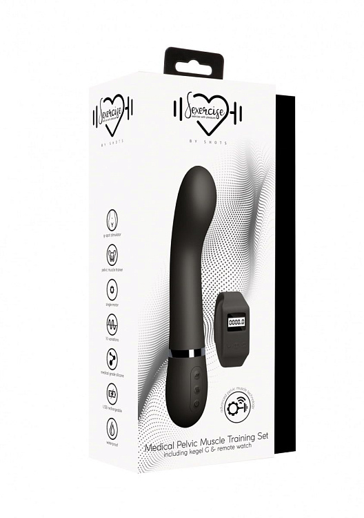 Черный вибромассажер Kegel G - 20 см.