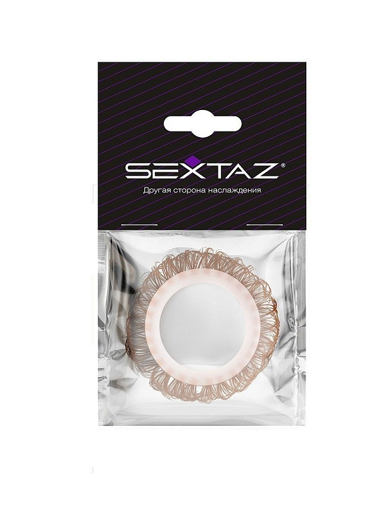 Эрекционное кольцо с бежевыми «ресничками»