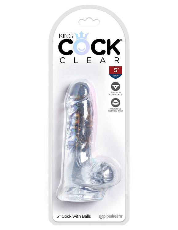 Прозрачный фаллоимитатор King Cock Clear 5  Cock with Balls - 15,2 см.