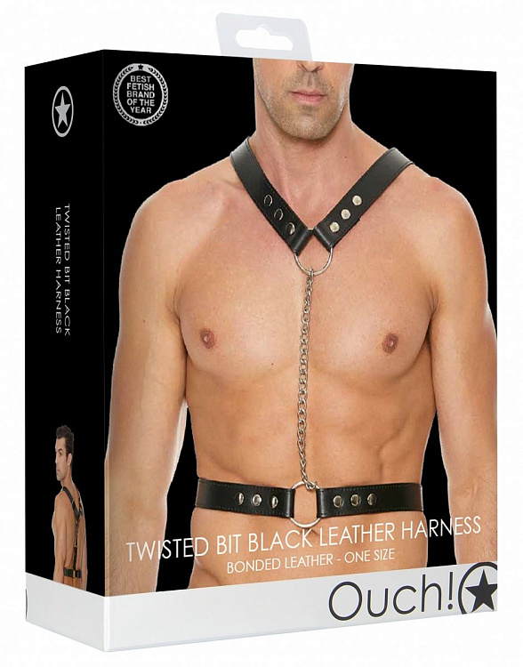 Черная мужская портупея Twisted Bit Black Leather Harness