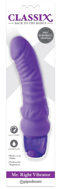 Фиолетовый вибромассажер Classix Mr. Right Vibrator - 18,4 см.