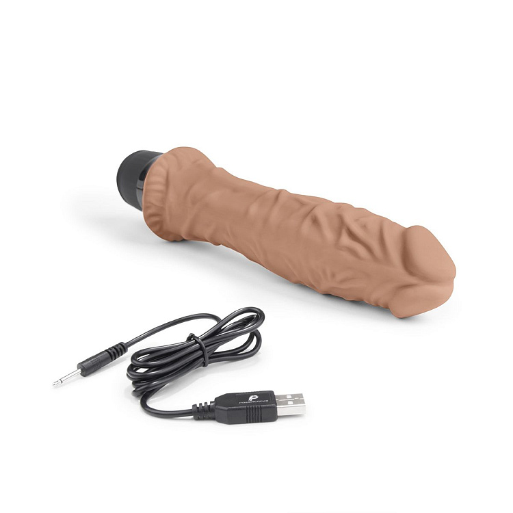 Кофейный вибратор-реалистик 8  Girthy Realistic Vibrator - 24,5 см.