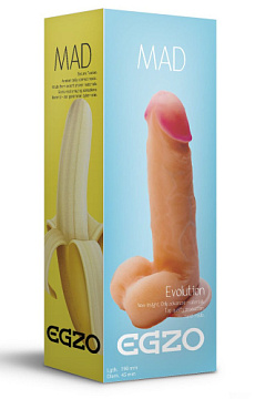 Телесный фаллоимитатор Mad Banana из киберкожи с присоской - 19 см. FFF
