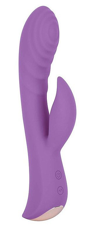 Фиолетовый вибромассажер-кролик 5  Silicone Ripple Passion - 19,1 см.