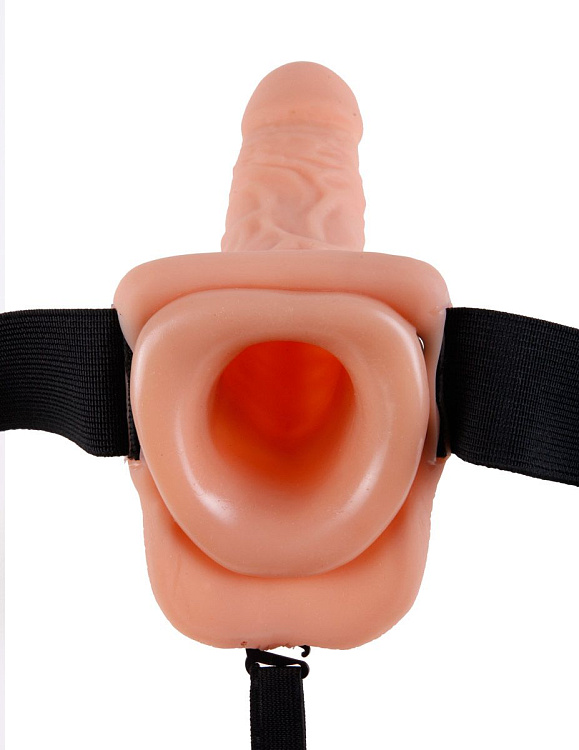 Полый страпон с креплением Vibrating Hollow Strap-On with Balls - 18,9 см.