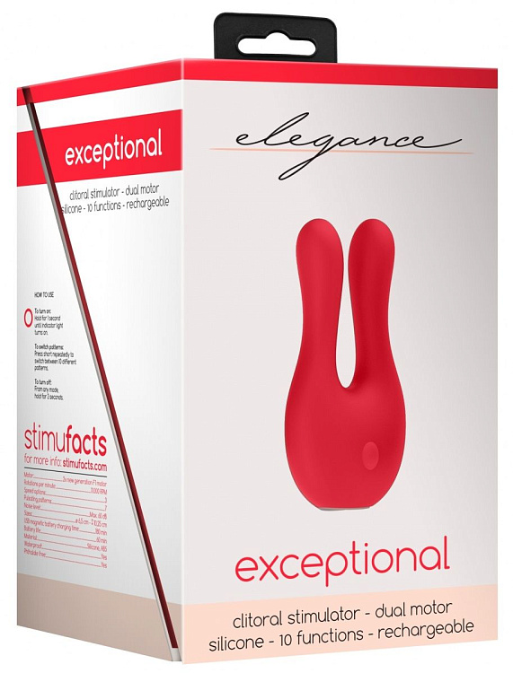 Красный клиторальный стимулятор Exceptional - 10,4 см.