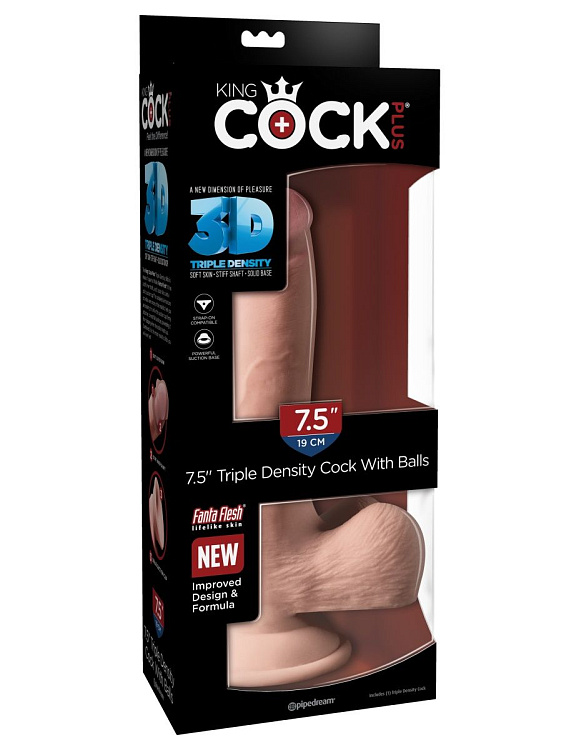 Телесный фаллоимитатор на присоске 7.5  Triple Density Cock - 22,9 см.