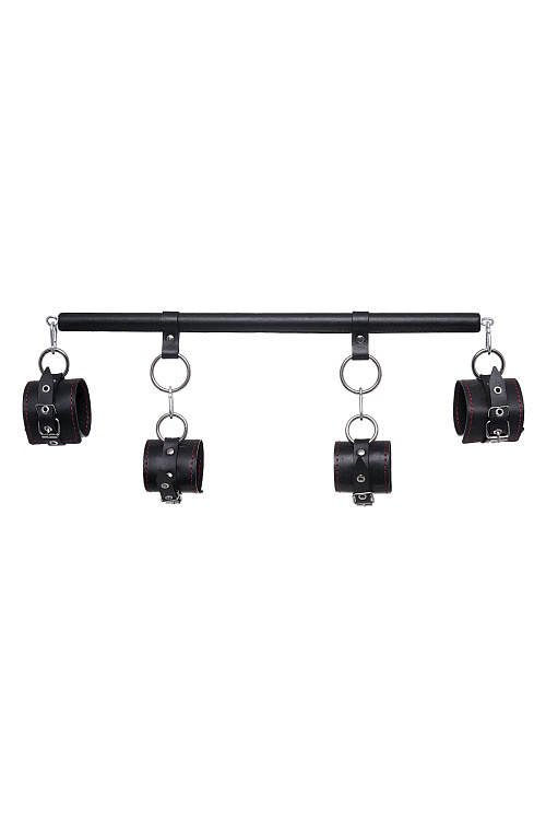 Черная распорка с 4 манжетами для рук и ног