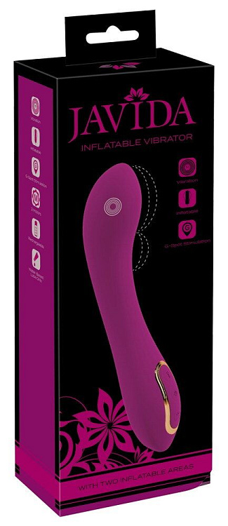 Лиловый вибратор с функцией расширения Inflatable Vibrator - 21,1 см.
