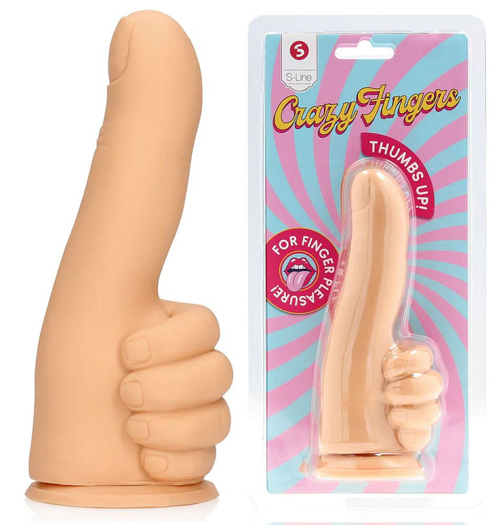 Телесный фаллоимитатор в форме пальца Thumbs Up - 17,2 см.