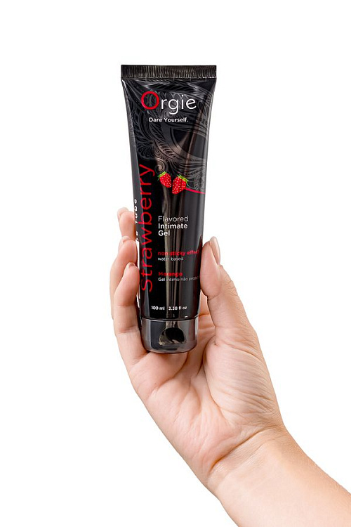 Интимный гель на водной основе Lube Tube Strawberry с клубничным вкусом - 100 мл.