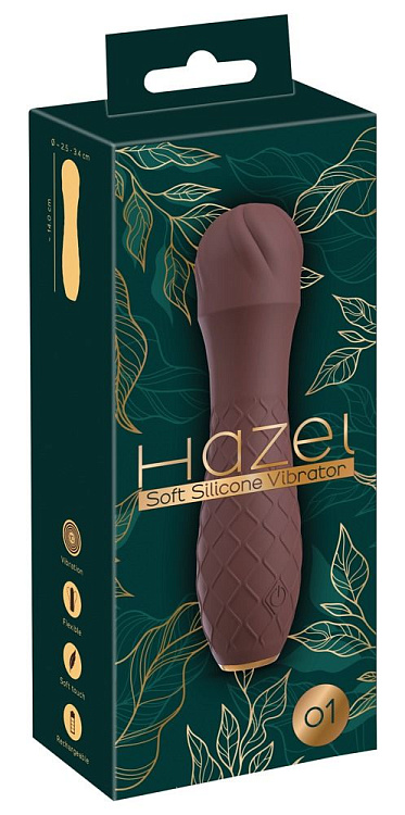 Коричневый вибратор-жезл Hazel 01 - 14 см.