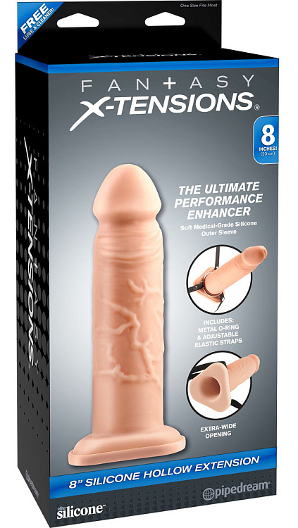 Телесный реалистичный фаллоимитатор с полостью Silicone Hollow Extension - 20 см.