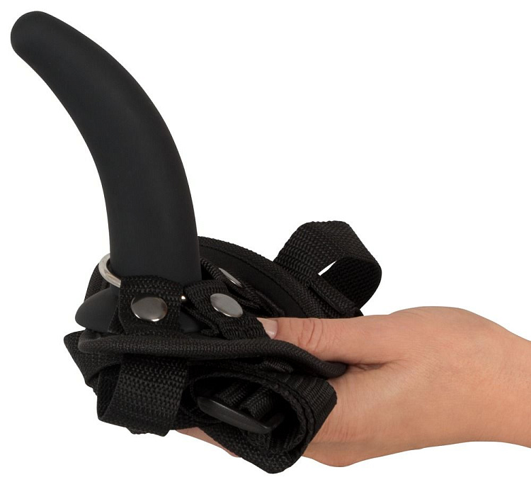 Черный вибрострапон с пультом ДУ RC Vibrating Strap-On - 13 см.