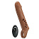 Коричневая вибронасадка с подхватом мошонки и пультом ДУ
