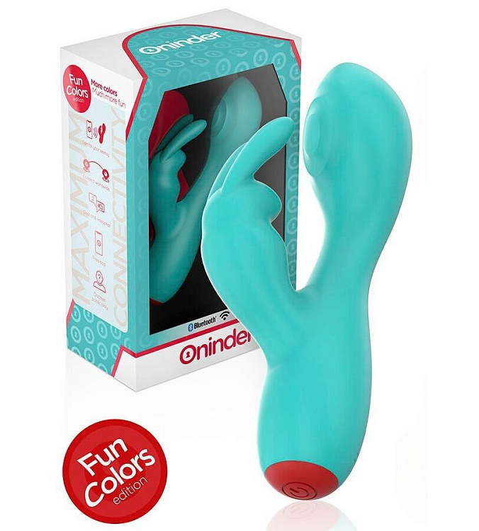 Аквамариновый мини-вибратор типа ’’кролик’’ с режимом постукивания - 12,5 см.