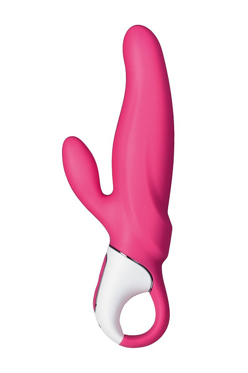 Ярко-розовый вибратор  Satisfyer Mr. Rabbit с клиторальным отростком - 22,1 см.