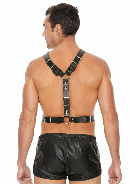 Черная мужская портупея Twisted Bit Black Leather Harness