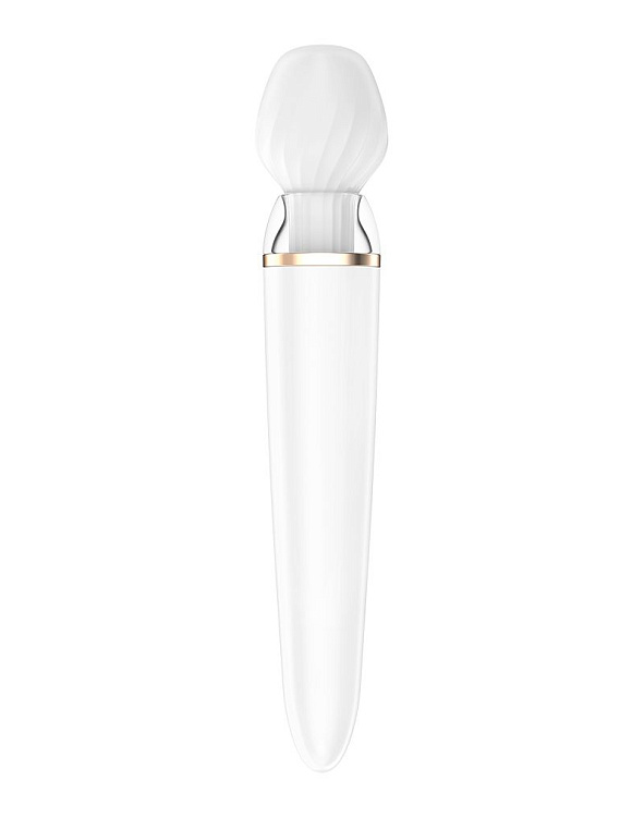 Белый вибромассажер Satisfyer Double Wand-er со сменными насадками