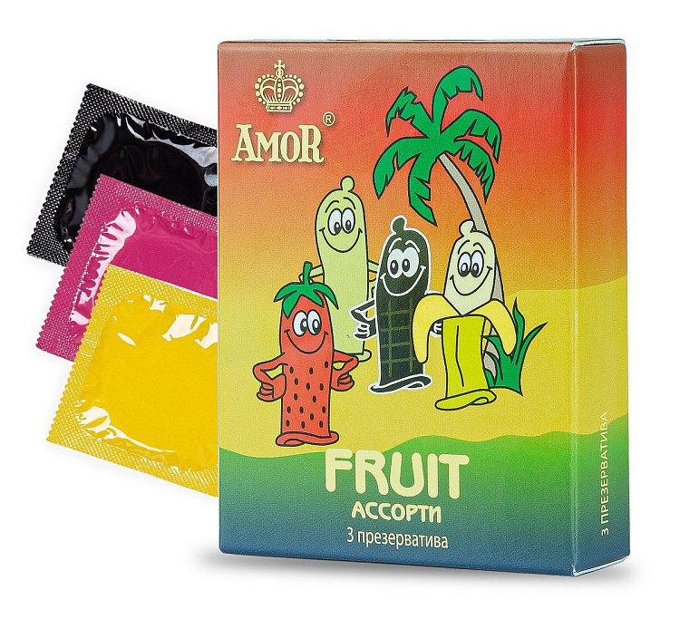 Ароматизированные презервативы AMOR Fruit  Яркая линия  - 3 шт.