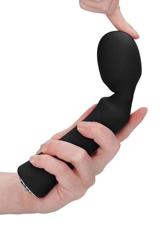 Черный универсальный массажер Wand Pearl - 20 см.