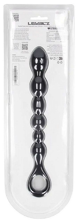 Черная силиконовая цепочка Beaded Snake Silicone Anal Probe with Loop - 26 см.