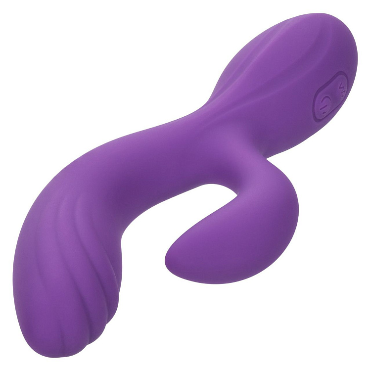 Фиолетовый вибромассажер-кролик Stella Liquid Silicone “C” Curve - 19 см.